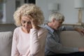 Offended senior wife feeling bad, upset after conflict, row