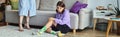 offended teenage girl sitting on floor Royalty Free Stock Photo