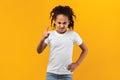 Offended young black girl standing and blaming you Royalty Free Stock Photo
