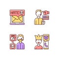 Offensive comments online RGB color icons set Royalty Free Stock Photo