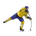 Offensive ice hockey player shooting puck