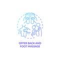 Offer back and foot massage blue gradient concept icon