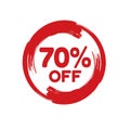Offer price 70% off sale icon discount tag. Vector illustration