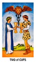 Two of Cups Tarot Card Offer of Relationship Happy Couple Only Eyes for Each Other Relationship Success Happy Partnership/Fri