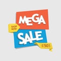 Offer sale discount tag with text reading mega sale - vector eps8