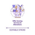 Offer sewing services and alterations concept icon