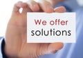 We offer solutions - business card information Royalty Free Stock Photo