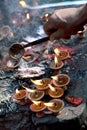 Candles in Dakshinkali Temple in Pharping, Nepal Royalty Free Stock Photo