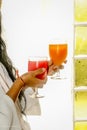 Offering Fruit juice glasses Royalty Free Stock Photo