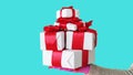 Offering presents holiday bonus hand wrapped boxes