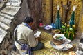 An offering to worship Phra That Ing Hang, the relics that Lao and Thai people respect and believe in Savannakhet, Laos