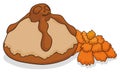 Bread of the Dead decorated with skull and marigold flower, Vector illustration