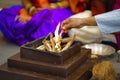 Worshiping Fire. Homa. Hindu marriage ritual