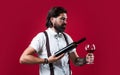 He offers the best. elegant male barman. handsome hipster drinking wine glass. sommelier tasting alcohol. bearded man in Royalty Free Stock Photo
