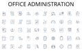 Office administration line icons collection. Spa, Gym, Sauna, Steam room, Jacuzzi, Massage, Meditation vector and linear