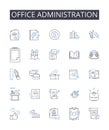 Office administration line icons collection. Velocity, Motion, Quickening, Momentum, Swiftness, Burst, Thrust vector and Royalty Free Stock Photo