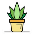 Office aloe vera pot icon color outline vector Royalty Free Stock Photo