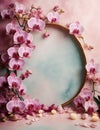 Ethereal Orchid Embrace: Soft Pink Frame, Flower background