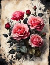 Gothic Rose Tapestry: Oil Painted Elegance