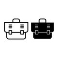 Office bag line and glyph icon. Briefcase vector illustration isolated on white. Bag outline style design, designed for