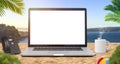 Office on the beach concept beautiful beach background. Royalty Free Stock Photo