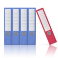 Office binders - five in row. Royalty Free Stock Photo