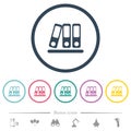 Office binders flat color icons in round outlines