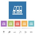 Office binders flat white icons in square backgrounds