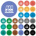 Office binders round flat multi colored icons