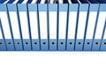 Office binders row on a white background 3D illustration, 3D rendering