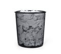 Office black waste bin full of white crumpled paper, isolated on white background. File contains a path to isolation. Royalty Free Stock Photo