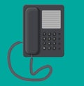 Office black wired phone. Royalty Free Stock Photo