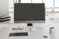 Office with blank computer screen Royalty Free Stock Photo