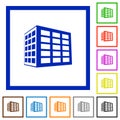 Office block flat framed icons