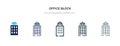 Office block icon in different style vector illustration. two colored and black office block vector icons designed in filled, Royalty Free Stock Photo
