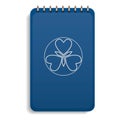 Office blue notebook icon, realistic style
