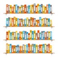 Office bookshelves with folders set in flat style Royalty Free Stock Photo