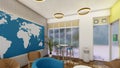 Office breakout space or casual co working space 3d rendering Royalty Free Stock Photo