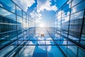 office building against cloudless blue sky, Modern office building. Economy, finances, business activity Royalty Free Stock Photo