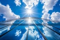 office building against cloudless blue sky, Modern office building. Economy, finances, business activity Royalty Free Stock Photo