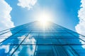 office building against cloudless blue sky, Modern office building. Economy, finances, business activity Royalty Free Stock Photo