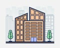 Office building and city concept with icon design, flat illustration Royalty Free Stock Photo