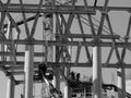 Office building construction in steel with tower cranes Royalty Free Stock Photo