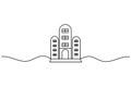 Office Building continuous one line drawing on white background Royalty Free Stock Photo