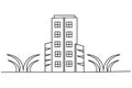 Office Building continuous one line drawing on white background Royalty Free Stock Photo