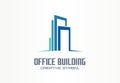 Office building creative symbol concept. Finance center, city downtown, street skyline abstract business logo. Modern