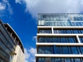 Office building top detail. glass and aluminum curtain wall design Royalty Free Stock Photo