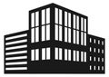 Office building icon. City construction black symbol