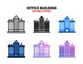 Office Building icon set with different styles. Royalty Free Stock Photo