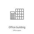 office building icon vector from office space collection. Thin line office building outline icon vector illustration. Linear Royalty Free Stock Photo